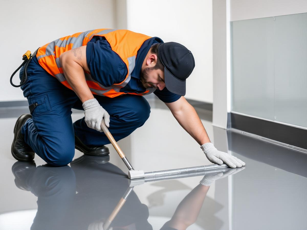 Patriot Coatings installer applying polyaspartic top coat